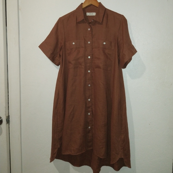 Brown Button-Up Shirt Dress - Picture 4 of 12
